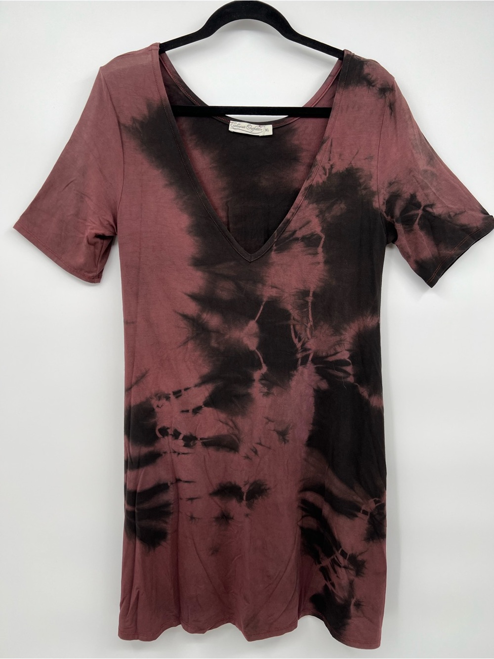 Tie-Dye Dress in Mauve and Black XL